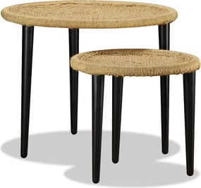 vidaXL Set măsuțe de cafea, 2 piese, iută naturală