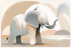 Tablou - Elefant în culori pastel (90x60 cm)