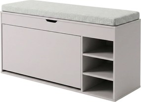 Dulap pentru pantofi cu loc de șezut și rafturi retractabile GRADIA, 100 x 34 x 50 cm, gri deschis