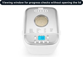 La mâna a doua: Masina de facut paine Crown CBM-6511, 600W, 1L, 19 programe, Timer, Afisaj LCD, Memorie, Alb