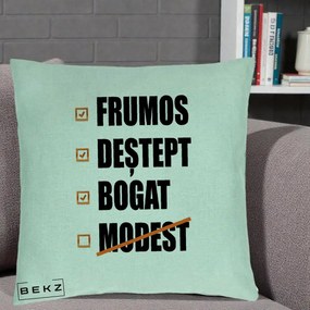 Perna Decorativa Frumos Destept Bogat, 40x40 cm, Verde Menta, Husa Detasabila, Perna Inclusa, BEKZ®