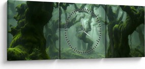 Tablou - O pădure acoperită de mușchi (cu ceas) (90x30 cm)
