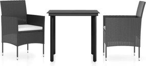 vidaXL Set mobilier de grădină cu perne, 3 piese, negru