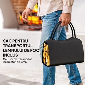 Outsunny Suport pentru Lemne Capacitate 50 kg cu Geantă de Transport Detașabilă Negru | Aosom Romania