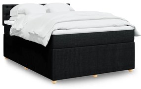 3287467 vidaXL Pat box spring cu saltea, negru, 140x190 cm, textil