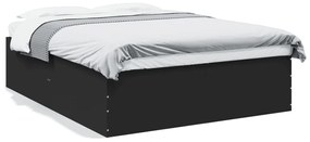 3280910 vidaXL Cadru de pat, negru, 160x200 cm, lemn prelucrat