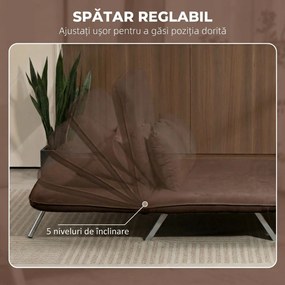 HOMCOM Canapea Extensibilă 2 Locuri din Piele Întoarsă Sintetică cu Spătar Reglabil și 2 Perne, Maro Închis | Aosom Romania