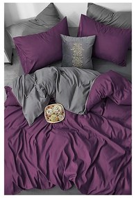 Lenjerie de pat violetă-gri din bumbac pentru pat de o persoană-extins și cearceaf 160x220 cm – Mila Home