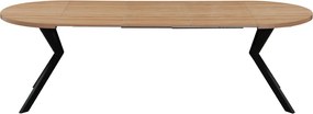 Masă extensibilă de sufragerie, stejar deschis/negru, 100-250x75,5 cm, LUKOS
