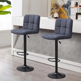 Scaune de bar tapitate 2 buc, gri inchis
