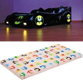 Pat masina Batman lumini cu saltea inclusa