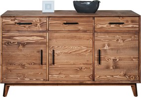 Comodă lemn masiv Timeless 3 Sertare 3 Uși Whisky, 146 × 45 × 85 cm