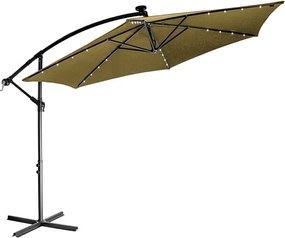 STILISTA Umbrelă de grădină LED cu mâner 3 m, kaki