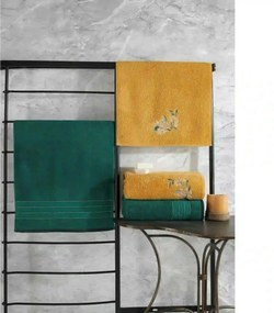 Set 4 prosoape baie HAMAM SETI, verde/galben, bumbac