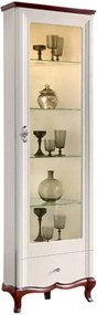 Vitrină lemn masiv nuc Milan III de Colț Alb-, 64 × 52,1 × 209,5 cm - spre stanga