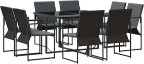 vidaXL Set de masă pentru grădină 9 pcs Negru Oțel