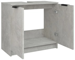 Dulap de baie, gri beton, 64,5x33,5x59 cm, lemn compozit