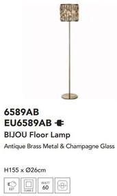 Lampa de podea design modern Bijou alama antic/ champagne