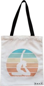Sacosa de Panza pentru Cumparaturi, Geanta Tote, Yoga 8, Cu fermoar, 38x34.5 cm, Alba, BEKZ®