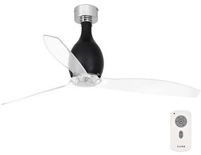 Ventilator de tavan FARO 32027 MINI ETERFAN negru/transparent d. 128 cm + telecomandă