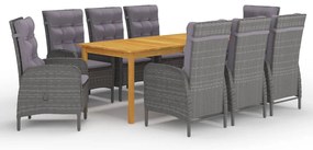 vidaXL Set mobilier de grădină, 9 piese, gri