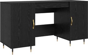 vidaXL Birou cu raft Stejar negru 140 x 50 x 75 cm Lemn compozit