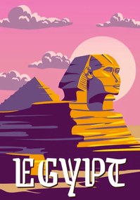 Fotografie Vintage Poster Ancient Sphinx, Egypt Pharaoh, VectorUp