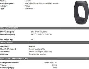 Masuta laterala design LUX Clipper high, negru 115369 HZ