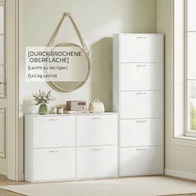 HOMCOM Dulap pentru Pantofi Subțire cu 5 Uși 65x17x180,5 cm în Lemn Alb | Aosom Romania