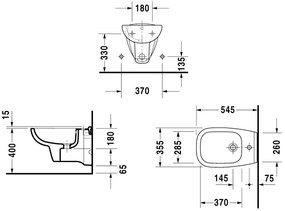 Duravit D-Code Bideu suspendat 35x54 cm