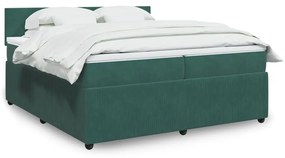 3290127 vidaXL Pat box spring cu saltea, verde închis, 200x200 cm, catifea