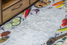 ANDRE 33580 covor lavabil Condimente, legume bucatarie, anti-alunecare - argint / verde