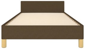 Cadru de pat cu tablie, maro inchis, 90x190 cm, textil Maro inchis, 90 x 190 cm, Benzi orizontale