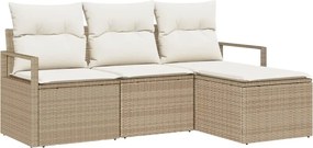vidaXL Set de canapea cu pernă 4 pcs Bej și crem poliratan