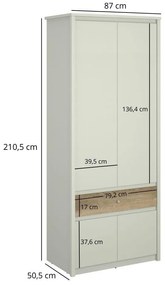Dulap de haine Kodro 2 (cașmir + stejar evoke). 1116930