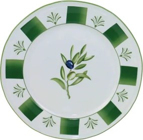 Farfurie din porțelan cu motiv măsline, verde, 27×27×2,8 cm, „Olivo"