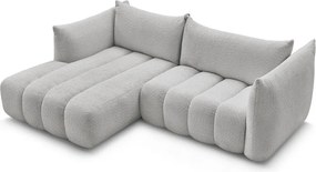 Colțar gri deschis cu tapițerie din țesătură bouclé (cu colț pe partea stângă/cu șezlong) Azra – Bobochic Paris