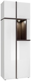 Dulap cu rafturi Carlyn 28 PEW CS WSW (alb mat + brest perlă + alb ultra lucios). 1024469