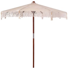 vidaXL Umbrelă de soare Altele Crem x 250 cm Bumbac și lemn masiv