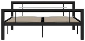 Cadru de pat, negru si alb, 160 x 200 cm, metal Alb si negru, 160 x 200 cm