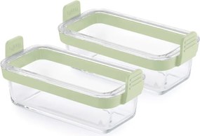Set 2 forme de copt pentru cuptor si friteuze cu aer cald Lekue 1010158, Manere din silicon, Sticla borosilicata, Verde