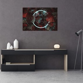 Tablou - Cerc de neon între palmieri (90x60 cm)