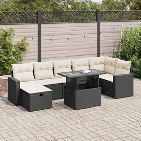 3327826 vidaXL Set mobilier de grădină cu perne, 8 piese, negru, poliratan