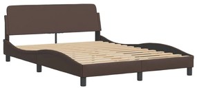 373180 vidaXL Cadru de pat cu tăblie, maro, 140x190 cm, piele ecologică