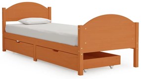 3060566 vidaXL Cadru de pat cu 2 sertare, maro miere, 90x200 cm lemn masiv pin