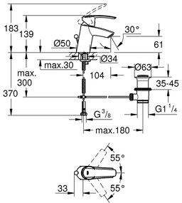 Baterie lavoar Grohe Start, marimea S, monocomanda, crom - 32559001