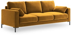 Canapea 3 locuri Jade cu tapiterie din catifea, galben