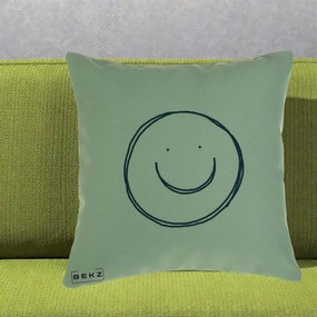 Perna Decorativa Smile Desen Minimalist, 40x40 cm, Verde, Husa Detasabila, Perna Inclusa, BEKZ®