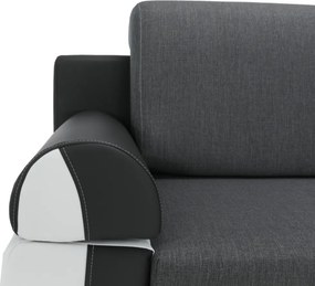 Canapea, piele ecologică alba+gri/material textil gri, KARDYN