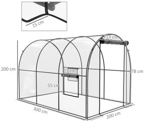 Outsunny Sera 3 x 2 x 2m cu Usa Rulanta si Fereastra, Transparent | Aosom Romania